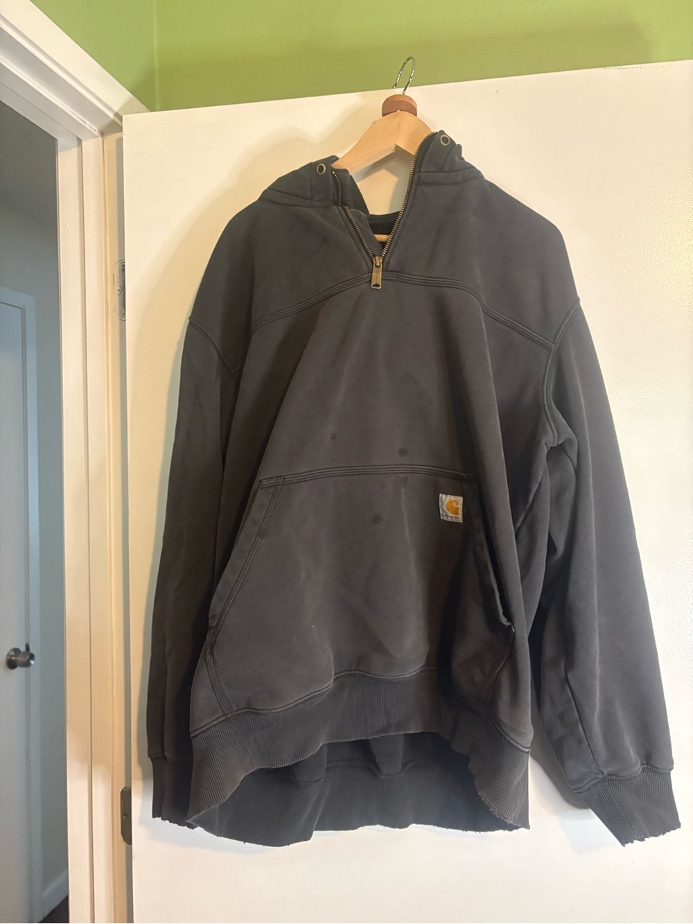 Carhartt Men's Dark Gray Zip-Up Hooded Work Sweatshirt